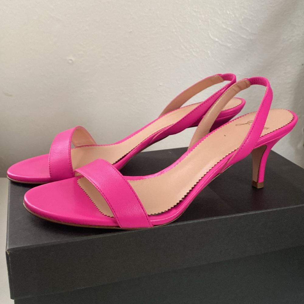 J.Crew Slingback sandals in neon pink leather NWB - Picture 3 of 6
